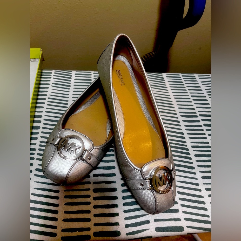 Silver slip on flats